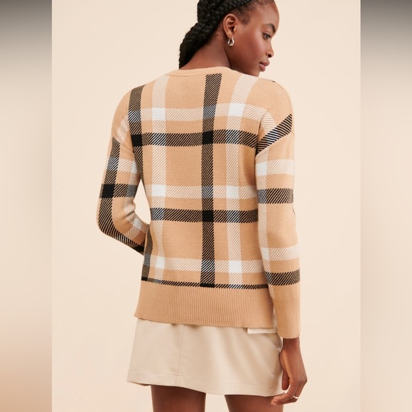 Laundry by Shelli Segal high low jacquard sweater neutrals size M - Picture 2 of 10